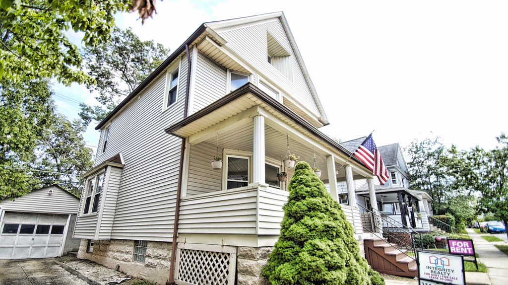 a house with an flag on the side of it