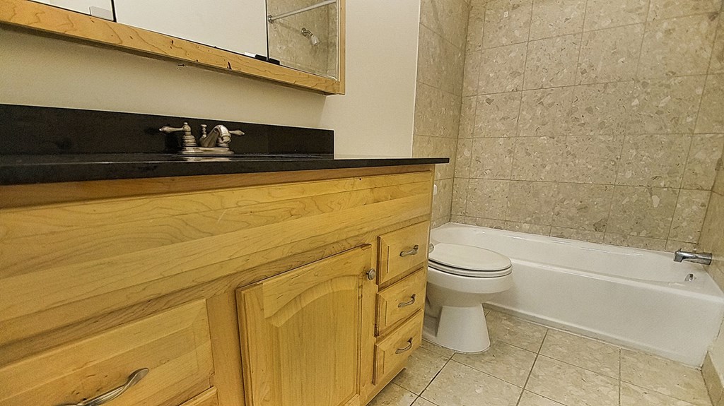 a bathroom with a toilet and a sink and a bath tub