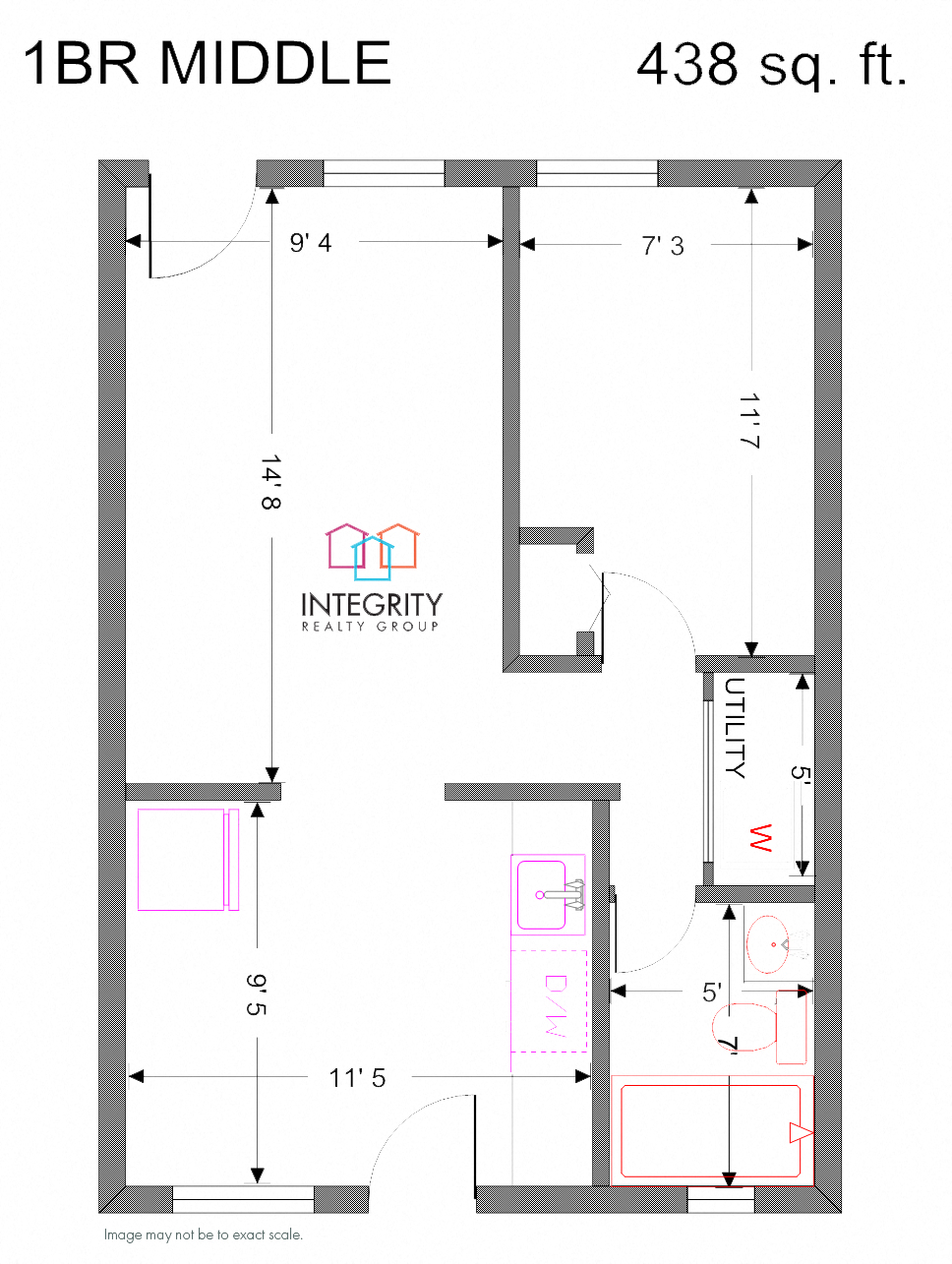 1 Bed 1 Bath (Middle)