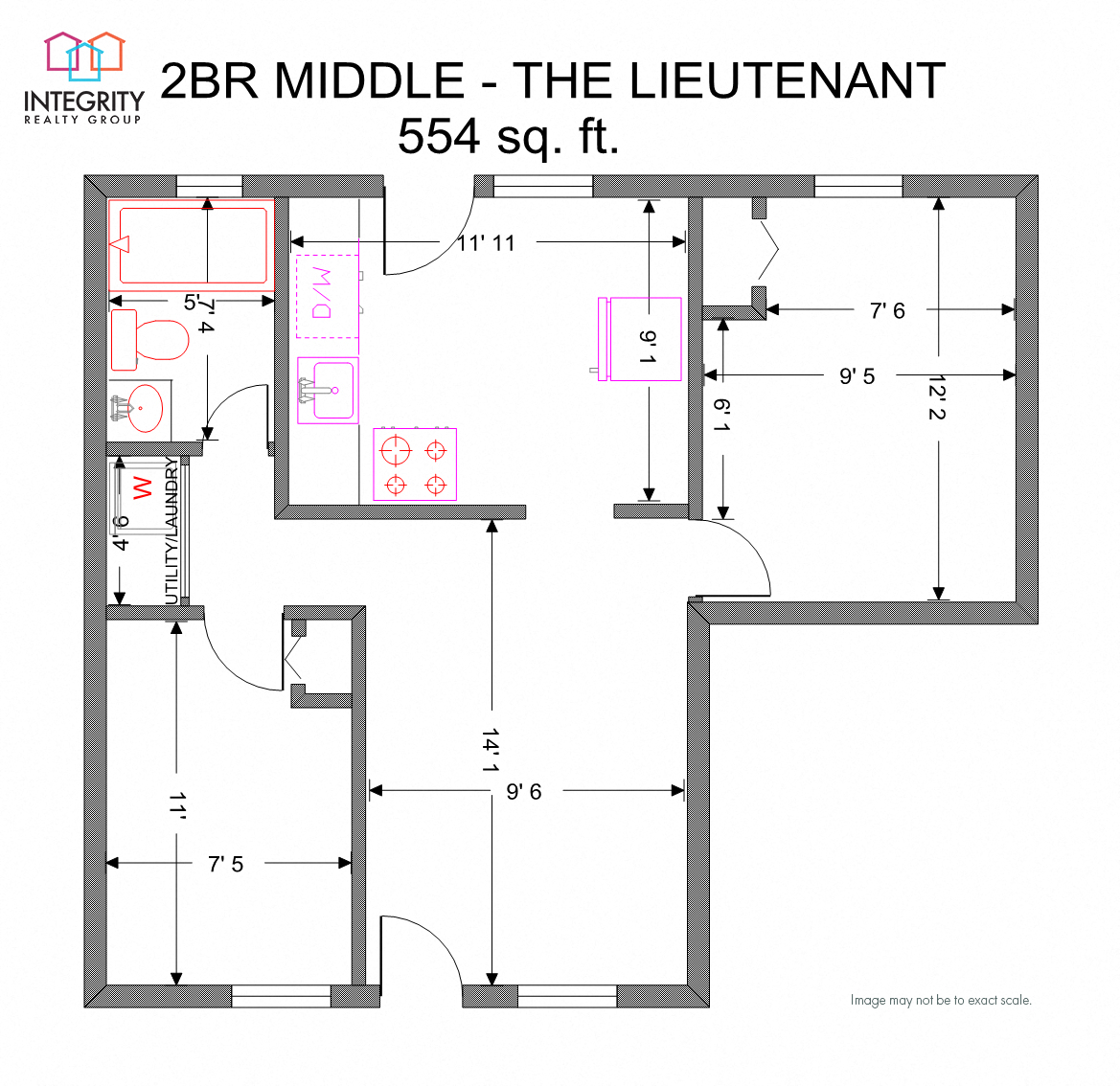 2 Bedroom 1 Bath (MIddle Apartment)