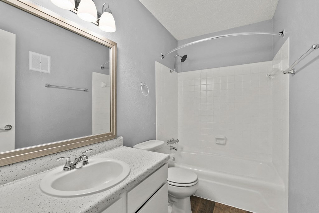 a bathroom with a sink toilet and a mirror