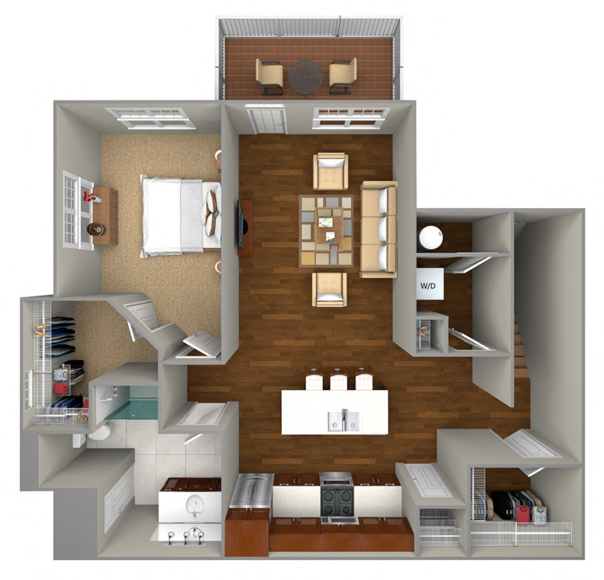 1 Bedrrom/1 Bath (944 sf) floor plan at Cedar Place Apartments, Wisconsin, 53012