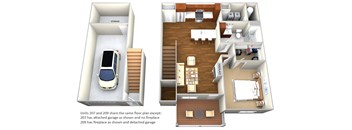 Apartment 207 and 209 1 Bedroom 1 Bath Floor Plan at Cedar Place Apartments, Cedarburg, WI, 53012