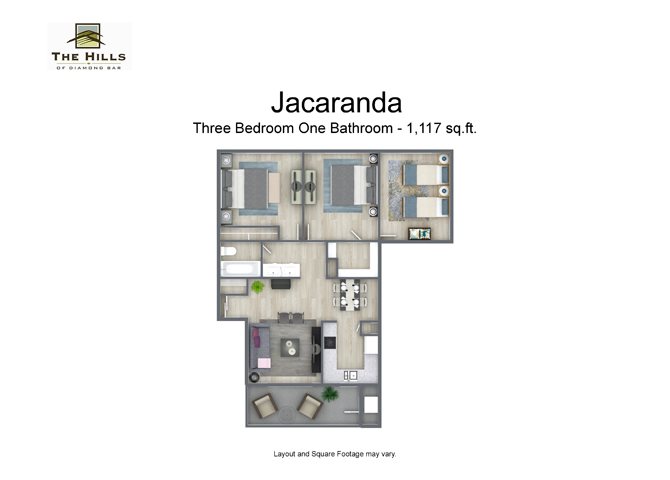 Three Bedroom One Bathroom