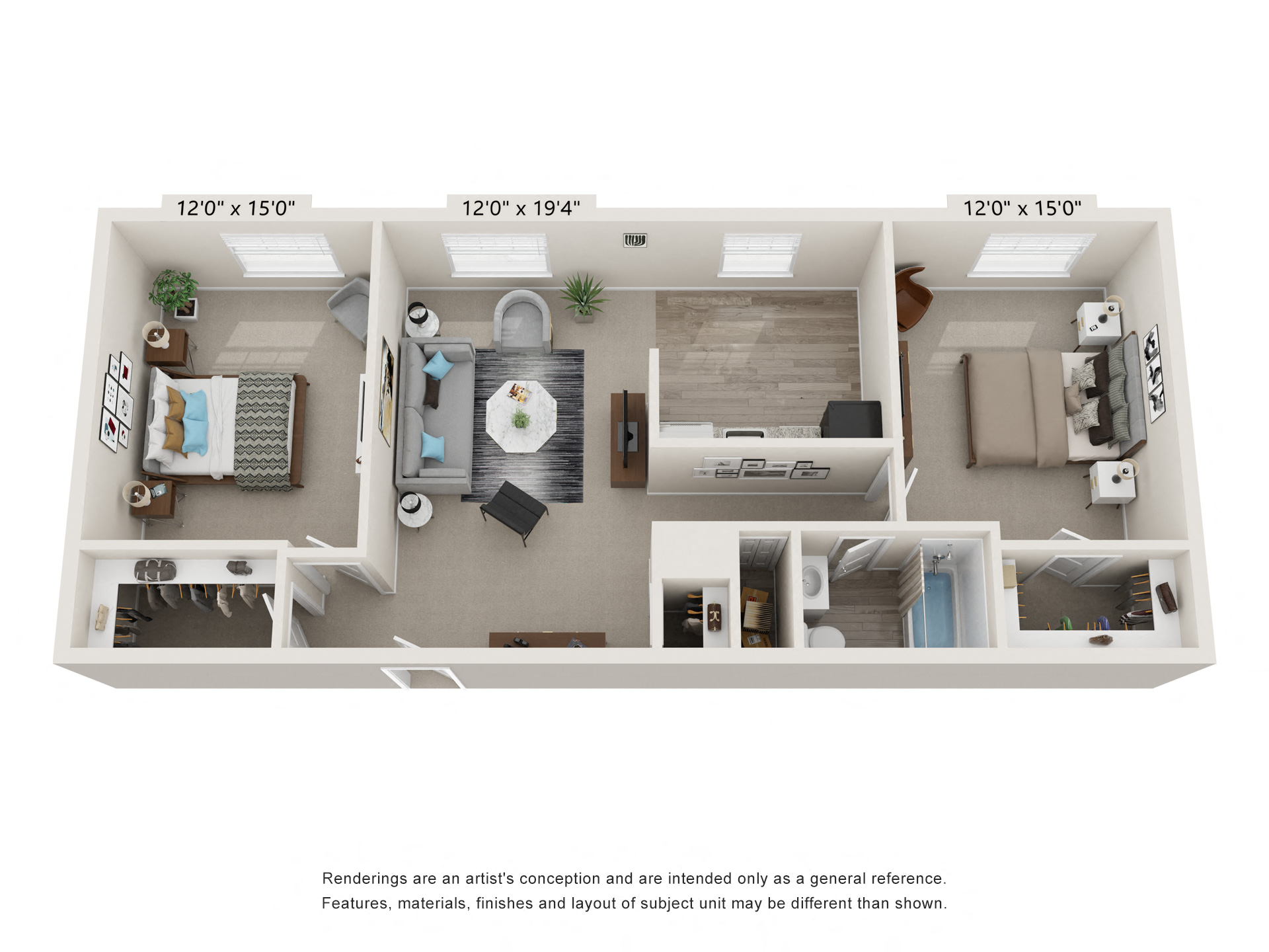 2 bed 2bath GL2aMD Floor Plan at Glen Hollow, Pennsylvania