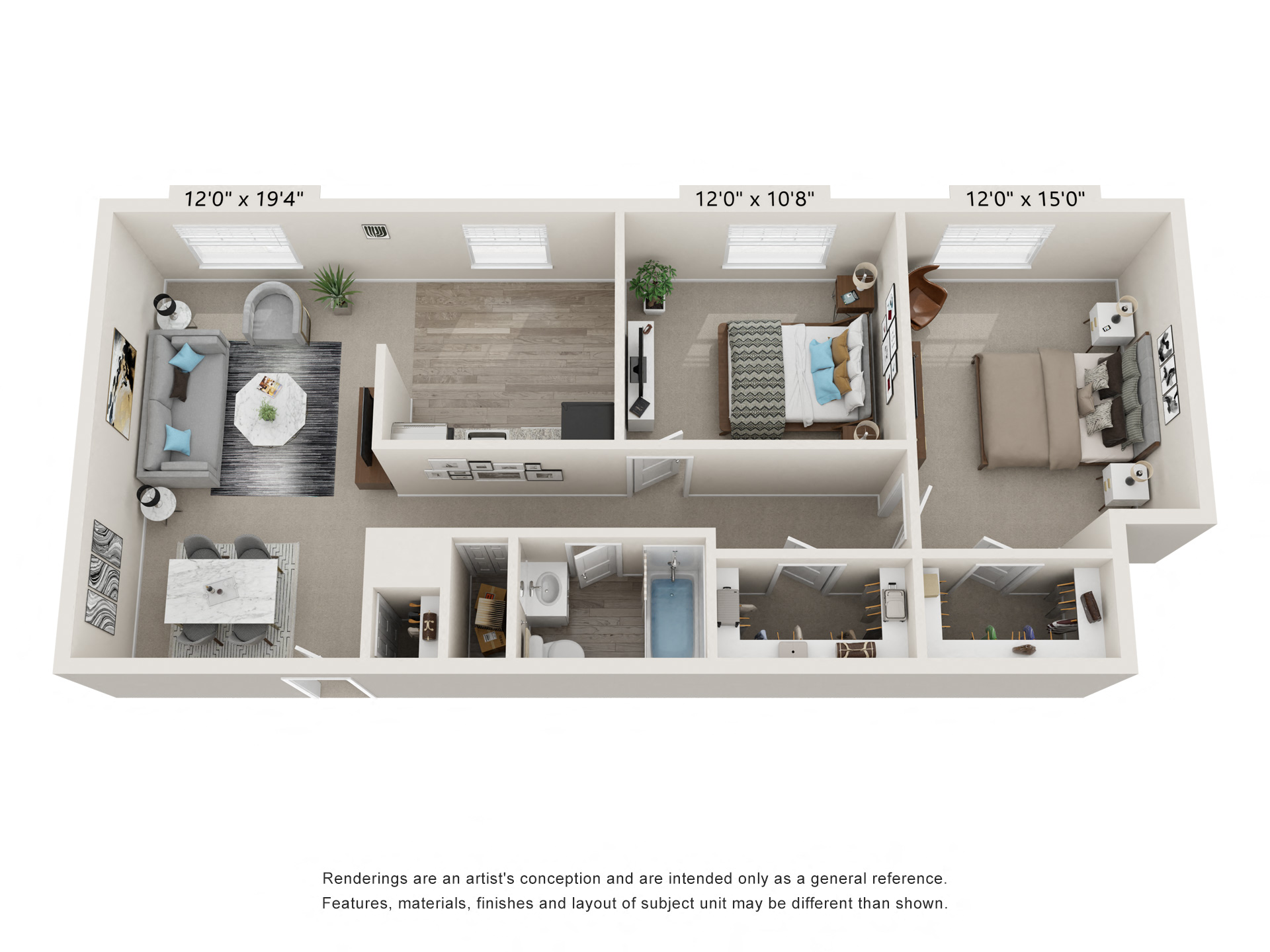 2 bed 2bath GL2aSM Floor Plan at Glen Hollow, Croydon, PA, 19021