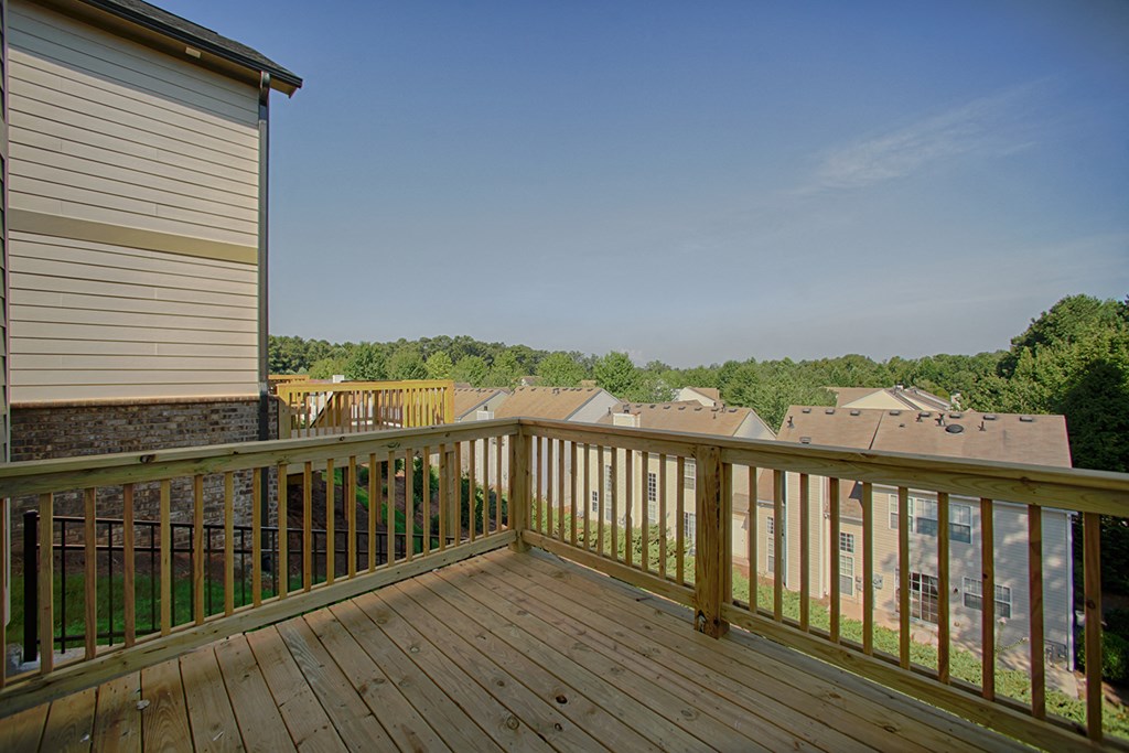 a deck with a view of the city