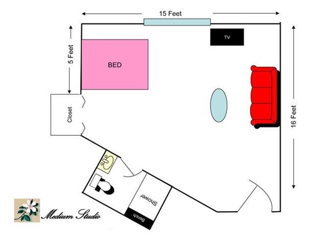 Medium Studio Floor Plan Medium Studio Floor Plan at Savannah Court & Cottage of Oviedo, Florida, 32765