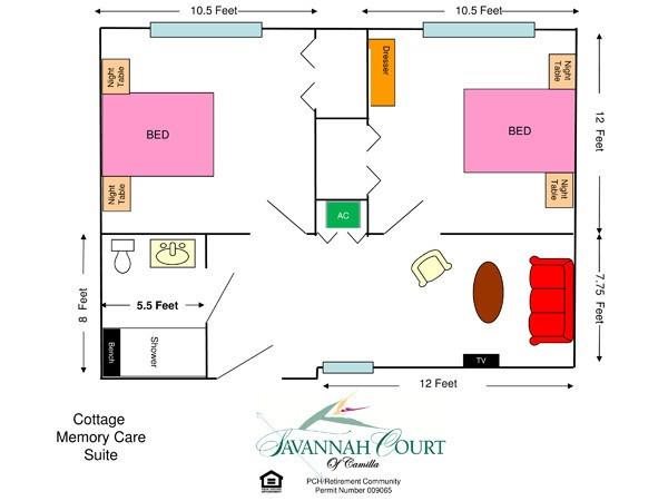 Cottage Floor plan Cottage Floor plan at Savannah Court of Camilla, Camilla