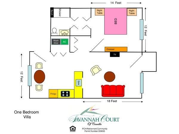 Villa Floor Plan Villa Floor Plan at Savannah Court of Camilla, Georgia, 31730