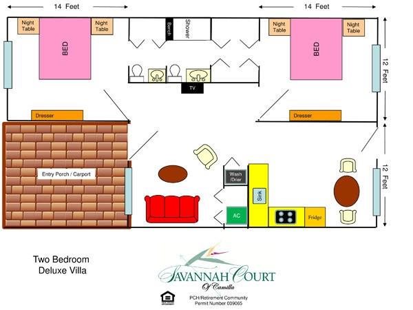 Deluxe Villa Floor Plan Deluxe Villa Floor Plan at Savannah Court of Camilla, Camilla, GA