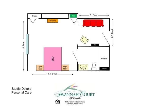 Studio Deluxe Floor Plan Studio Deluxe Floor Plan at Savannah Court of Camilla, Camilla, GA, 31730