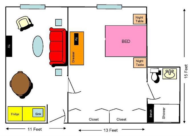 One Bedroom Floor Plan One Bedroom Floor Plan at Savannah Court of Orange City, Orange City