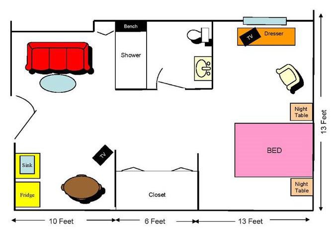 Studio Deluxe Floor Plan Studio Deluxe Floor Plan at Savannah Court of Orange City, Florida