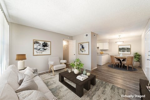a living room with a couch and a coffee table