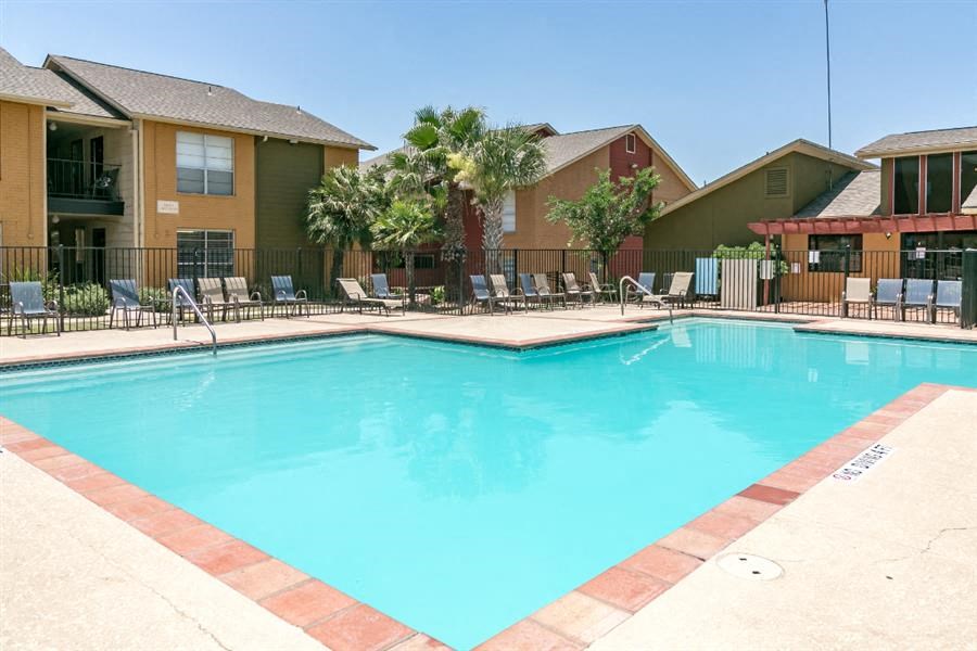 Pool Side Relaxing Area at City-Base Vista, San Antonio, 78223