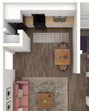 1 Bed 1 Bath LACKLAND Floor Plan 1 Bed 1 Bath LACKLAND Floor Plan at City-Base Vista, San Antonio, 78223