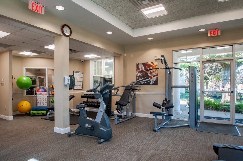 the gym in our apartments is equipped with cardio equipment and weights