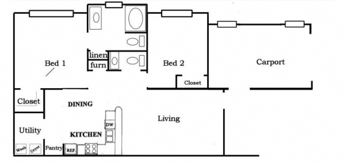 2 Bedroom 1.5 Bath