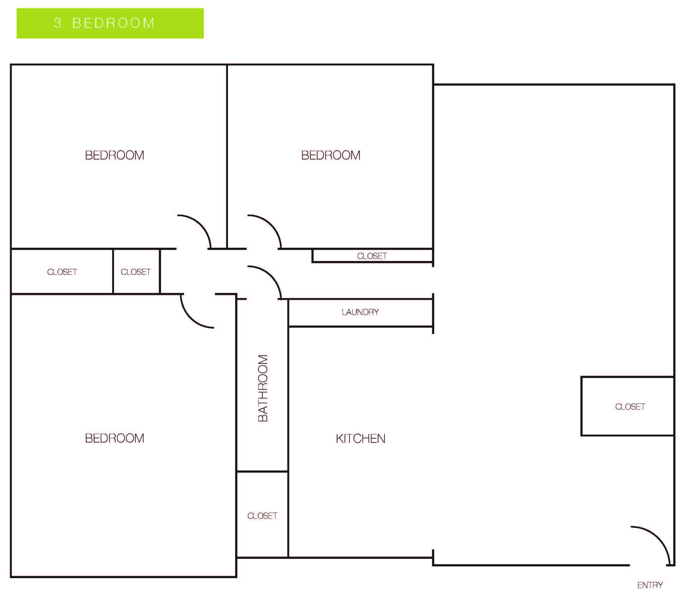 3 Bedroom/1 Bathroom