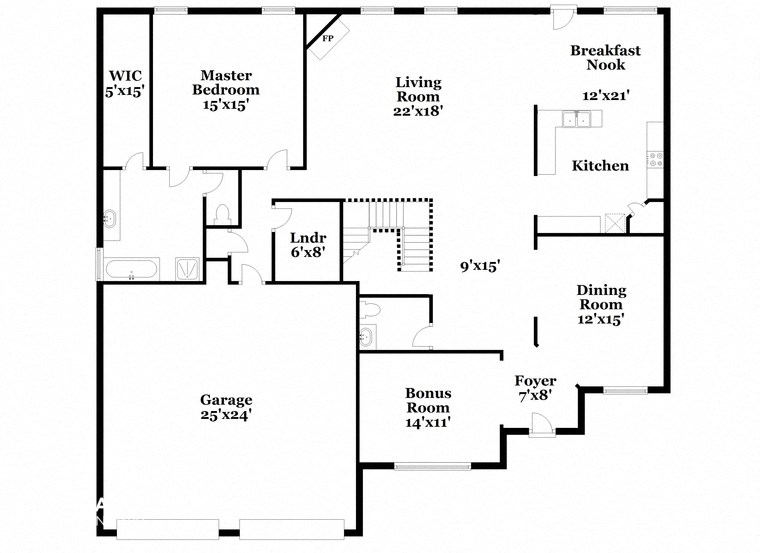 a floor plan of a house with a combination of bedrooms and bathrooms and a kitchen