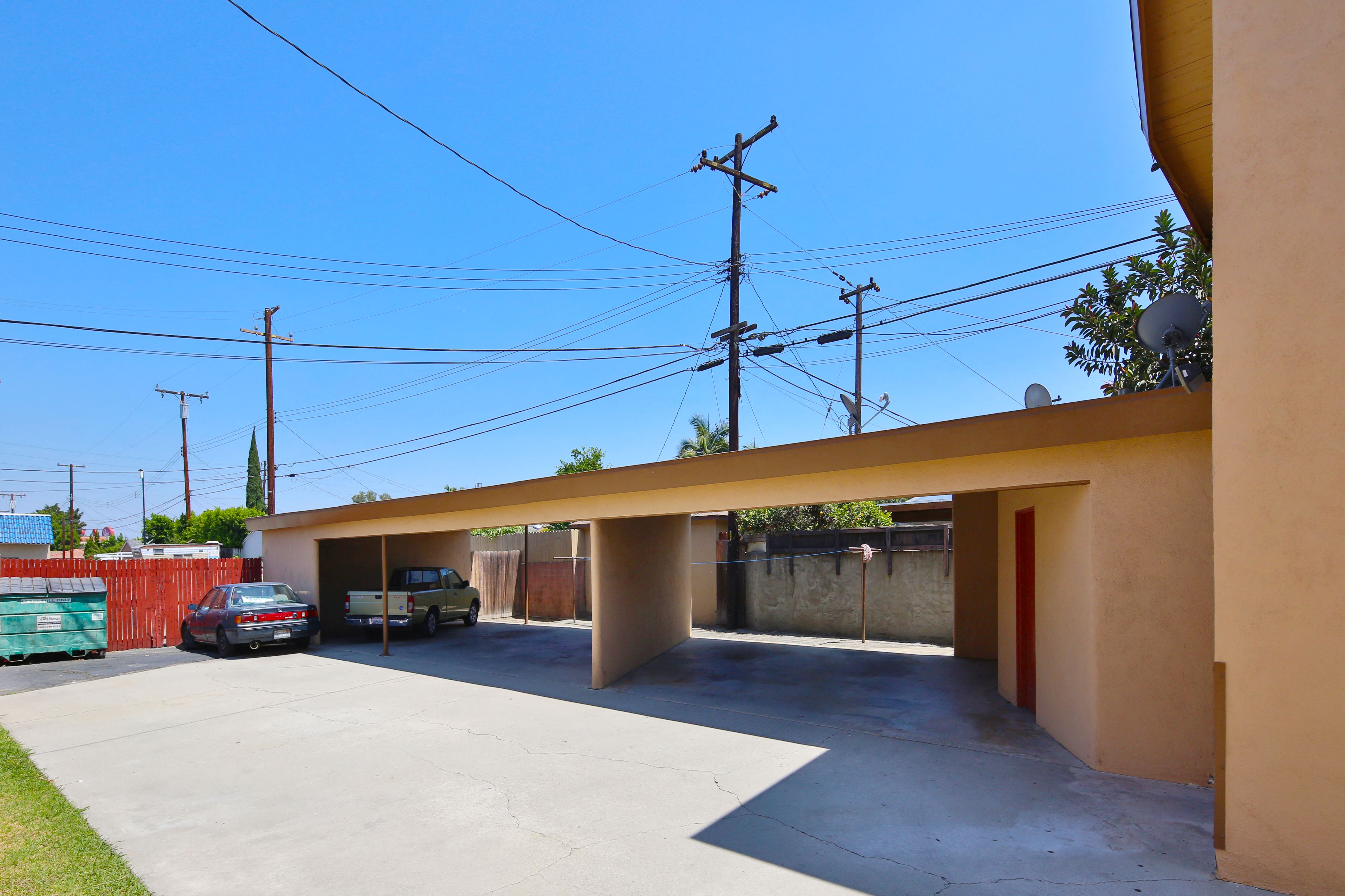 A car is parked in a garage.