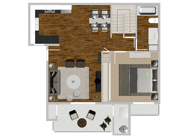 Eucalyptus 2 bedroom 2 bath at Solterra at Civic Center, California, 90650
