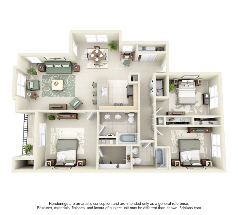 3 Bed 2 Bath 3x2 Floor Plan 1367 sq ft at Domaine at Villebois , Oregon, 97070