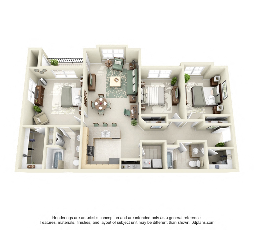 3 Bed 2 Bath 3x2 Floor Plan 1425 sq ft at Domaine at Villebois , Wilsonville, OR, 97070