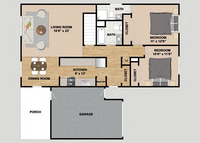 2 Bedroom Duplex Floor Plan at Heather Downs Apartments 2 Bedroom Duplex Floor Plan at Heather Downs Apartments in Madison Wisconsin