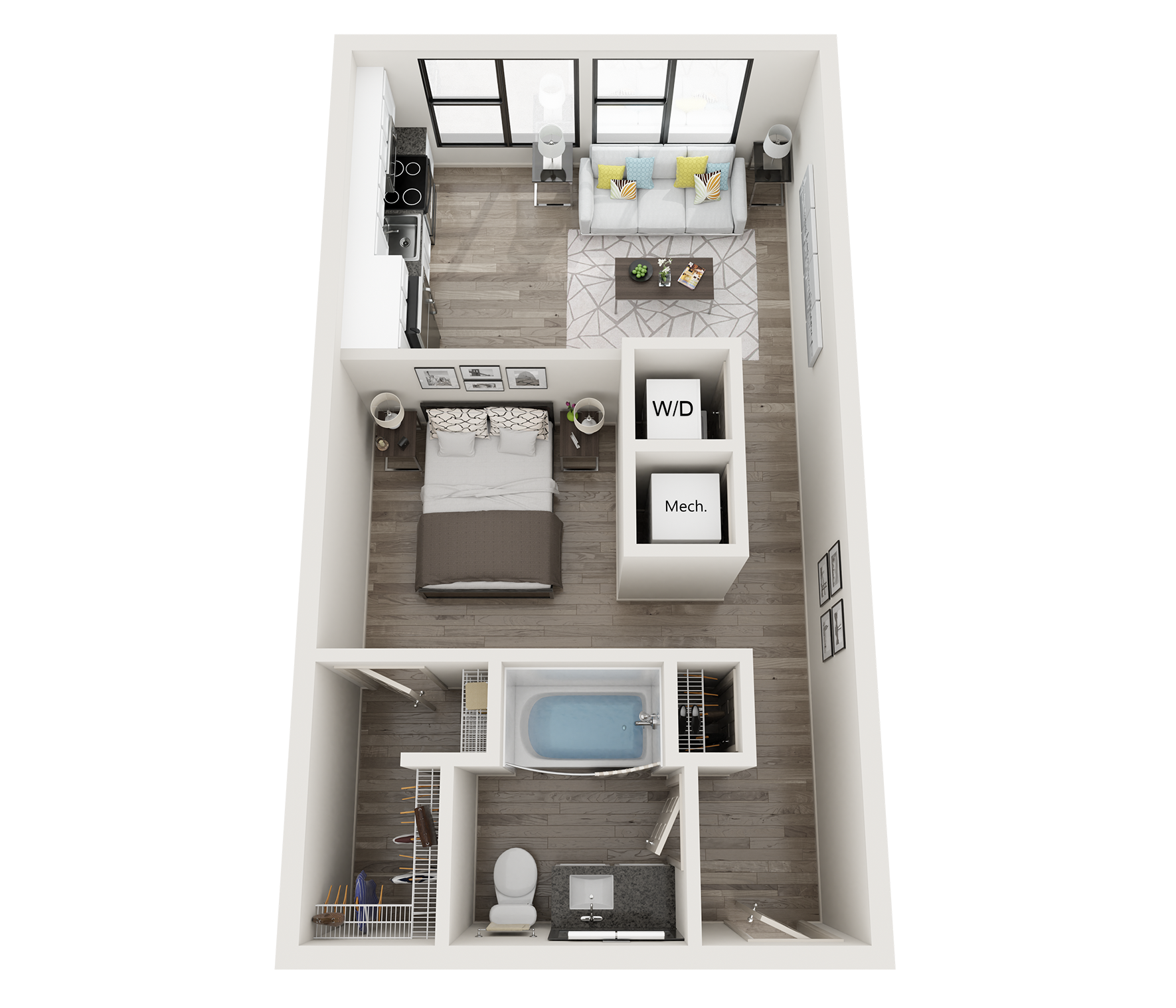 Studio 1 bath A S1 Floor Plan at Link Apartments Innovation Quarter, Winston Salem, NC