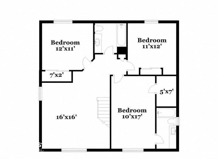 a floor plan of a house with a bedroom and a bathroom