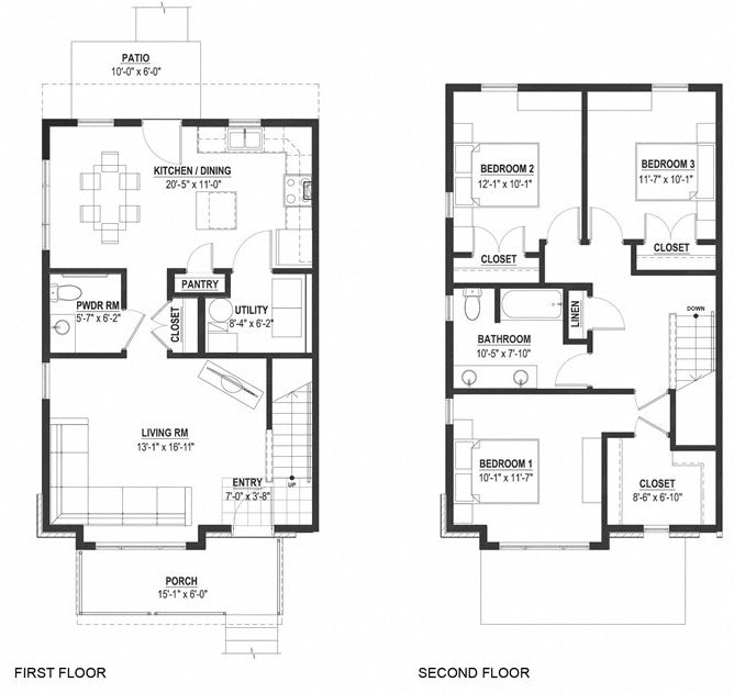 Three Bedroom Townhouse Floor Plan 8