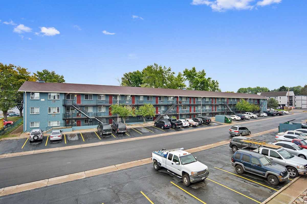 the view of our apartment building from our parking lot