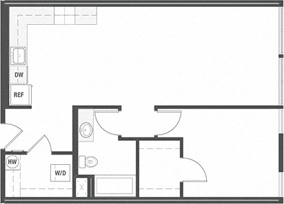 a floor plan of a one bedroom apartment at 19th & Mercer in Seattle, WA