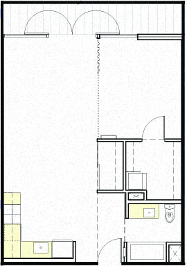 a floor plan of a loft apartment at 19th & Mercer in Seattle, WA