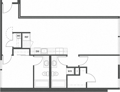 a floor plan of a two bedroom apartment at 19th & Mercer in Seattle, WA