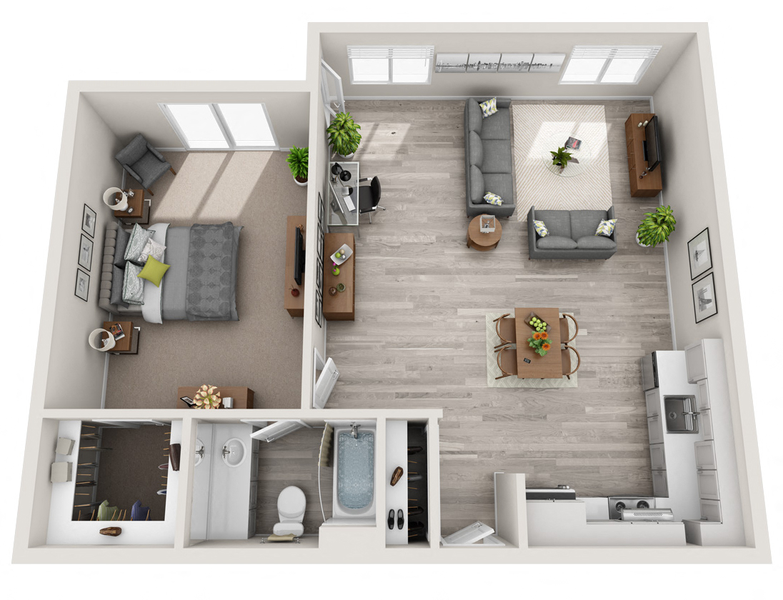 a floor plan of a one bedroom  at 3030 Lake City, Seattle, 98125