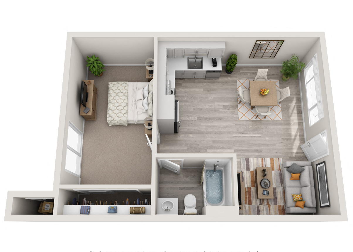 a floor plan of a one bedroom apartment at 3030 Lake City in Seattle, WA