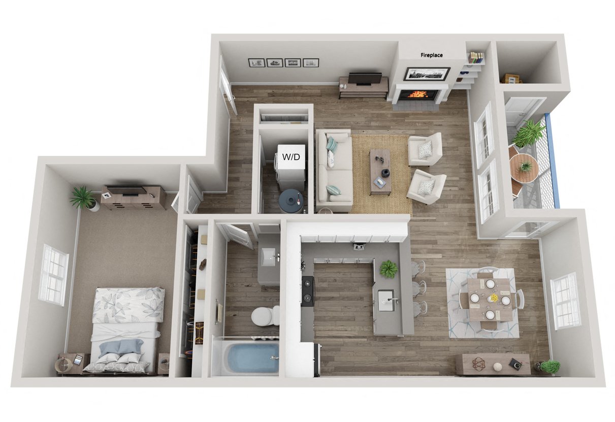 a floor plan of a one bedroom apartment in Edmonds, WA.