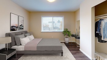 Bedroom with one window and queen sized bed. - Photo Gallery 4