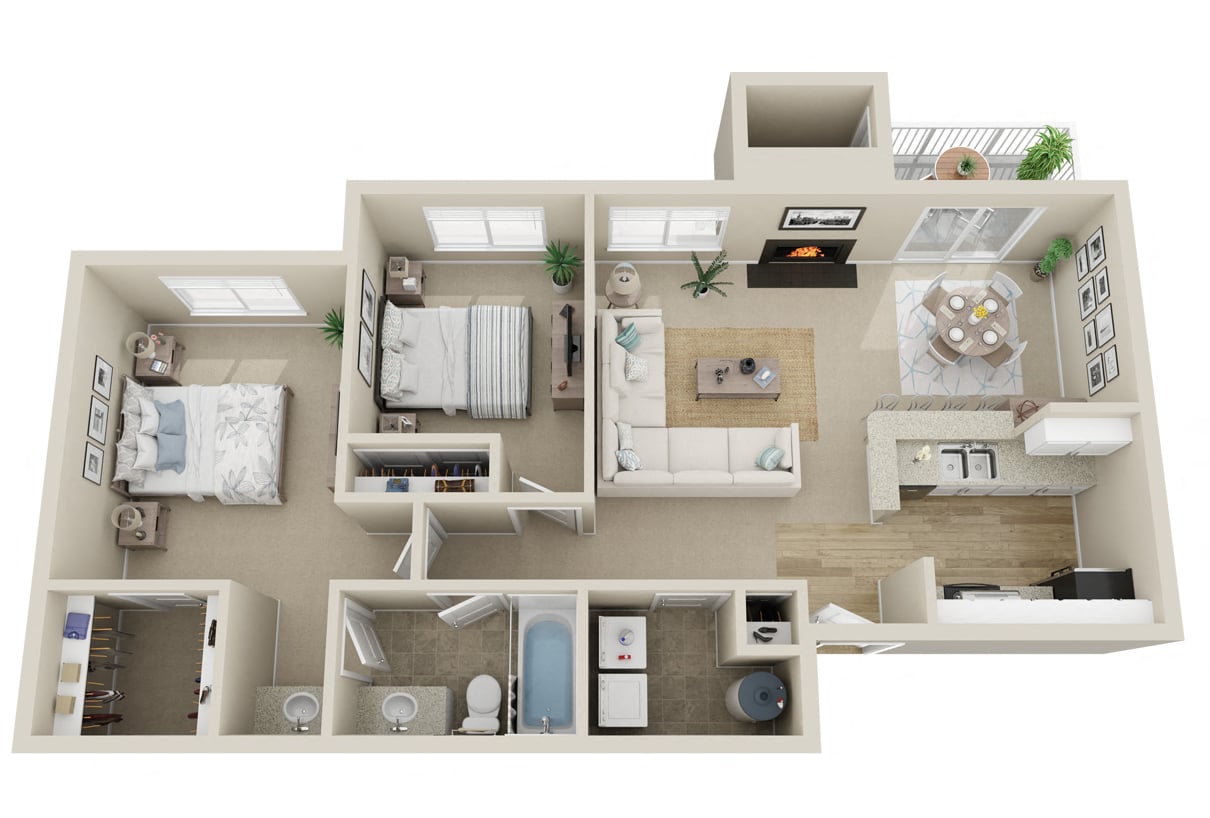 a floor plan of a 3 bedroom apartment at Springfield, Renton