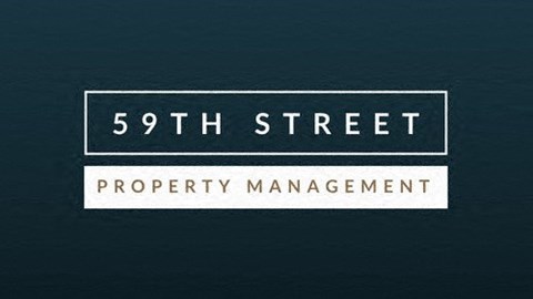 a street sign with the words 59th street and property management