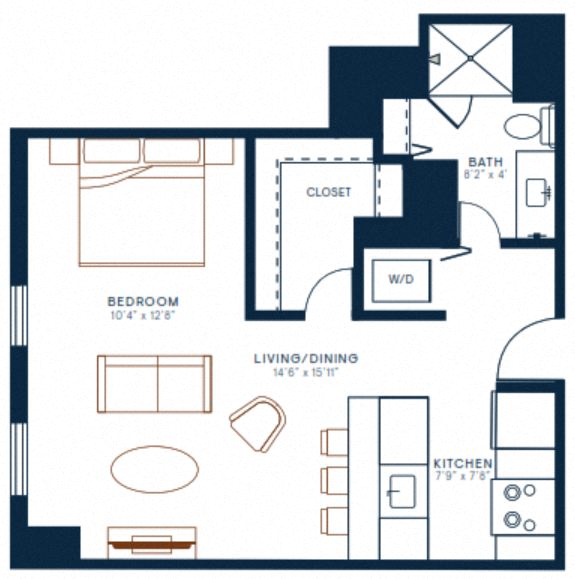 Belden Stratford | Studio 1 Bath | 635 Sq Ft  at The Belden Stratford, Illinois