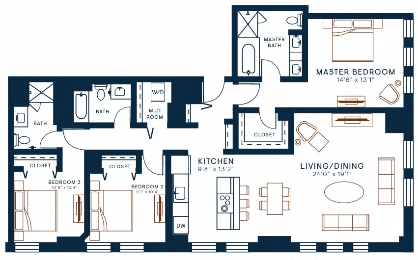 Belden Stratford | 3 Bedroom 3 Bath | 1691 Sq Ft  at The Belden Stratford, Illinois