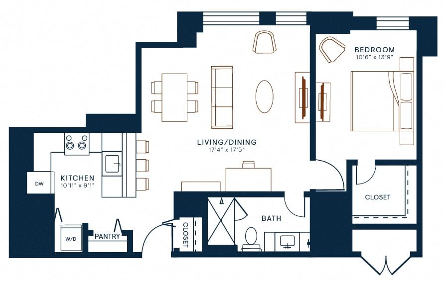 Belden Stratford | 1 Bedroom 1 Bath | 884 Sq Ft  at The Belden Stratford, Illinois