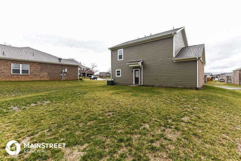 a view of a house with a yard in front of it