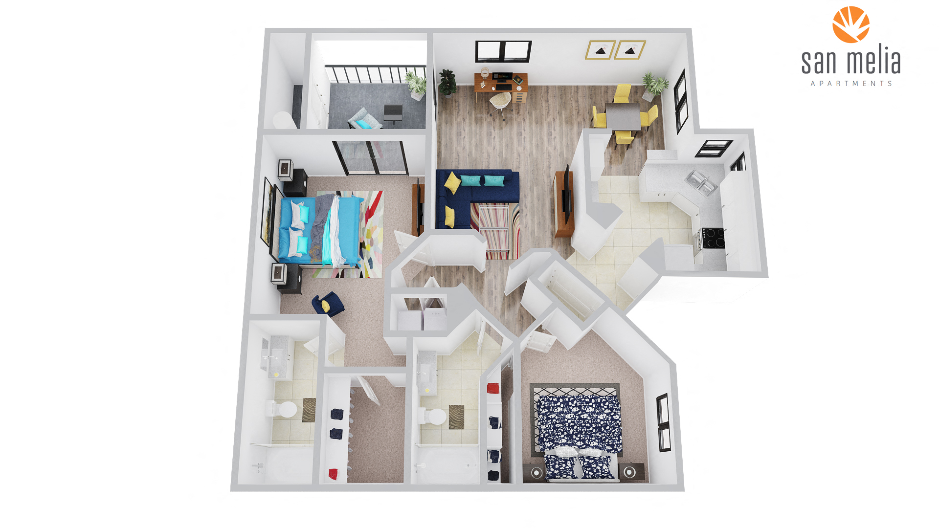 San Melia Apartments Palm Breeze Premier Floor Plan