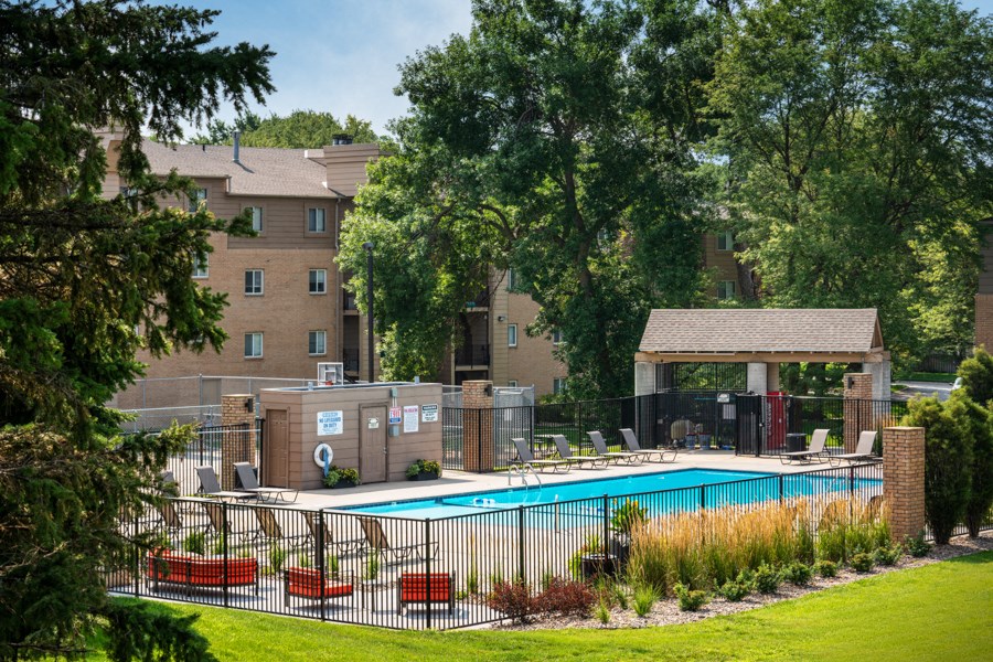 our apartments have a large swimming pool in front of our building