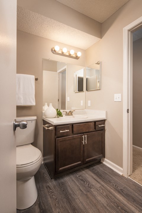 the renovated bathroom of a home with a toilet and sink